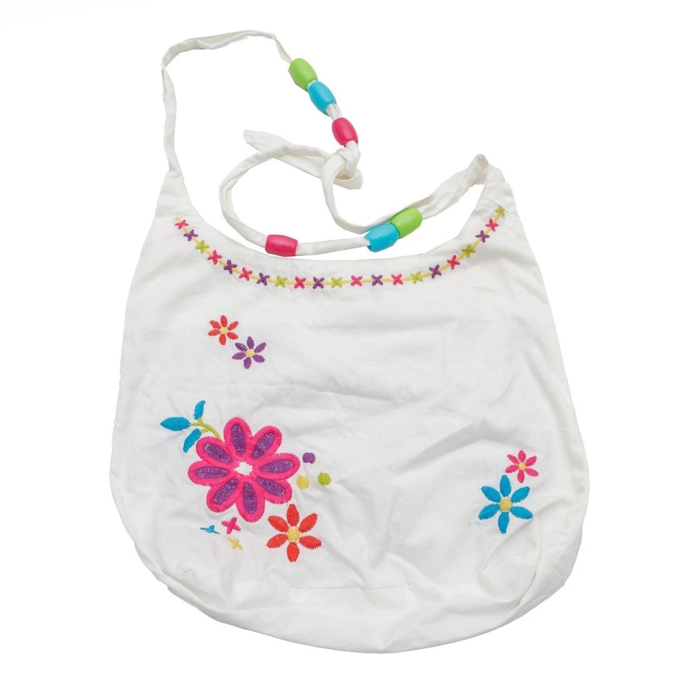 The Childrens Place Shoulder Bag Kids OS White Excellent Floral Boho Beaded
